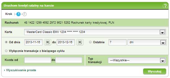 8. Karty 56/215215 Wyniki wyszukiwania są wyświetlane w sekcji Wyniki wyszukiwania. W sekcji Wyniki wyszukiwania zostaje wyświetlona lista transakcji spełniających wprowadzone kryteria wyszukiwania.