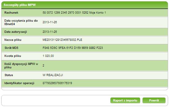 9. MPW/SIPP (tylko dla firmy) 66/215215 aktywny dostęp do usługi MPW, przypisany identyfikator Klienta w MPW.