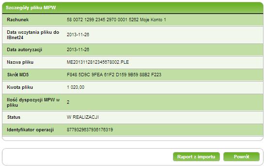 9. MPW/SIPP (tylko dla firmy) 66/215215 aktywny dostęp do usługi MPW, przypisany identyfikator Klienta w MPW.