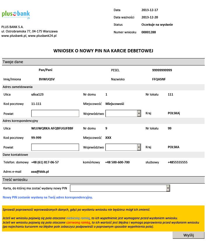 10. Informacje 82/215215 dane uzupełnione automatycznie przez plusbank24 (np.