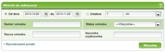 10. Informacje 84/215215 Możesz wprowadzić dodatkowe kryteria wyszukiwania: W polu Nazwa wniosku wpisz nazwę wzoru wniosku, na podstawie którego złożony był wniosek, który chcesz wyszukać (możesz