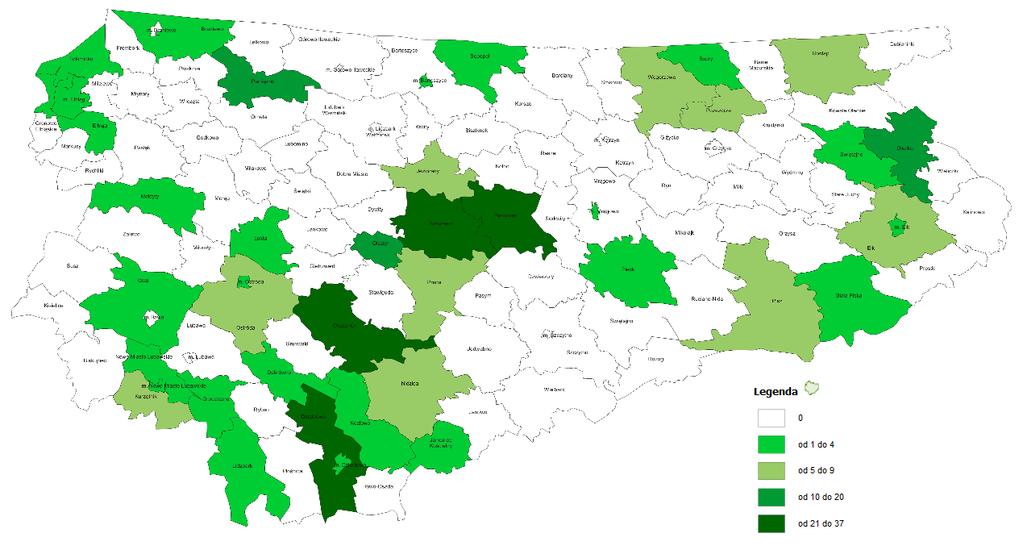 Liczba sprawców przemocy w rodzinie w województwie warmińsko-mazurskim, którym zaproponowano udział w programie