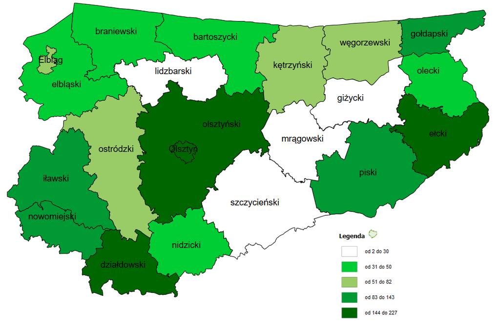 Liczba sprawców przemocy w rodzinie w województwie warmińsko-mazurskim, którym zaproponowano udział w