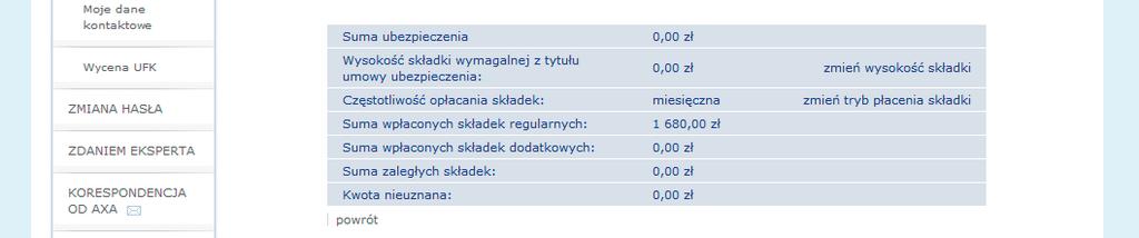 Składkę możesz podwyższyć o kwotę nie niższą niż: 10 złotych dla częstotliwości miesięcznej, 30 złotych dla częstotliwości kwartalnej, 60 złotych dla częstotliwości półrocznej, 120 złotych dla