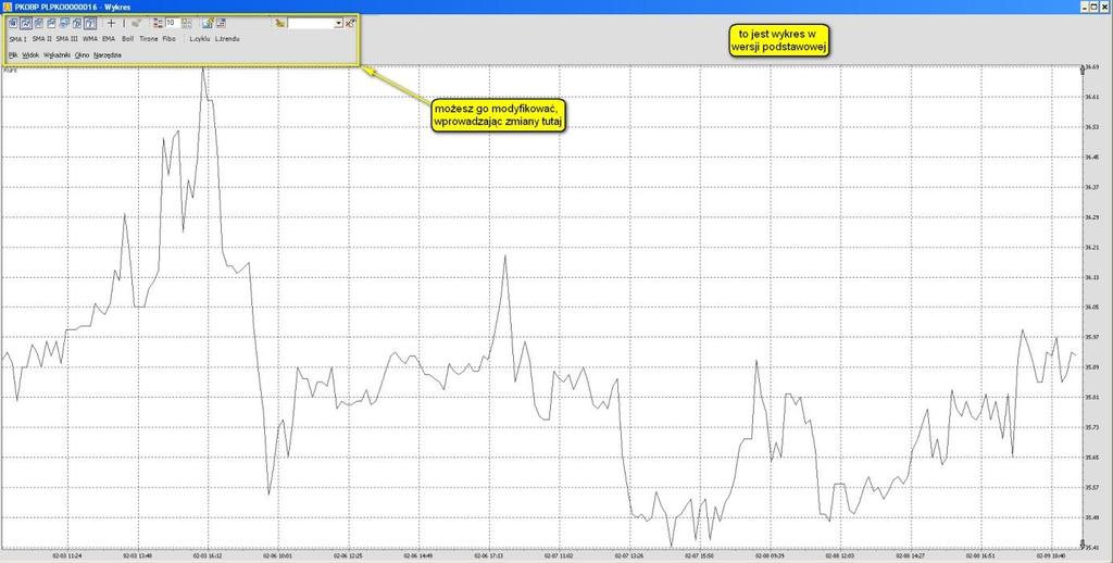 okno, na którym możesz obserwować wykres wybranego przez siebie instrumentu: na początku wykres jest
