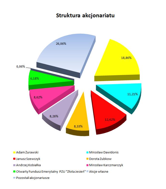 Strukturę akcjonariatu na dzień publikacji niniejszego sprawozdania z działalności uwzględniającą opisane powyżej powiązania prezentuje poniższy diagram: 5.