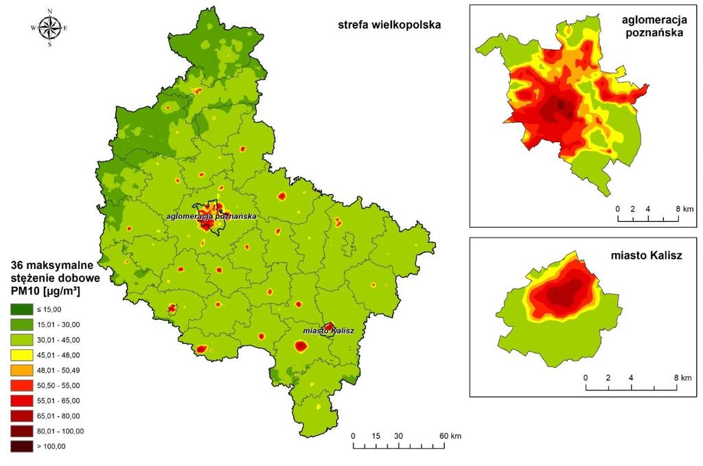 Jakość powietrza w woj. wielkopolskim Tab. Zanieczyszczenia dla których normy jakości powietrza zostały przekroczone w 2017 r.