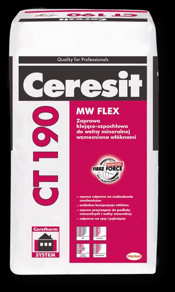 w niej technologii Fibre Force jest bardzo odporna na powstawanie rys i pęknięć, jej skład (2 w 1) pozwala na pominięcie procesu gruntowania powierzchni przed nałożeniem tynków Ceresit.