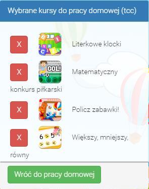 Kolejnym etapem jest dodawanie grup uczniów do pracy domowej.