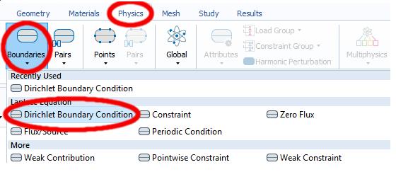 12.W oknie projektu (po lewej stronie) powinniśm otrzmad węzeł Dirichlet Boundar Condition 1. Natomiast sekcja Settings jest pusta.