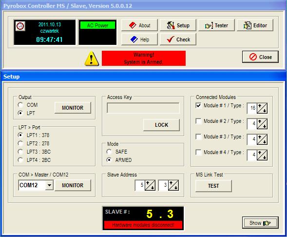 - program Pyrobox Controller MS Slave w wersji 5.0.