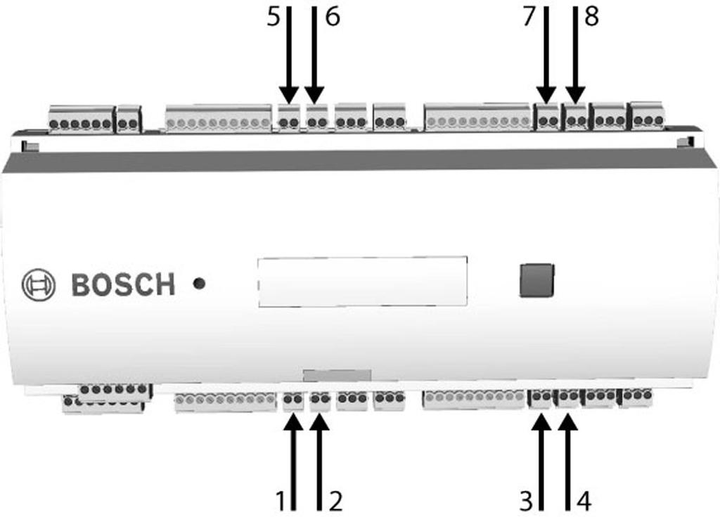30 pl Instalacja AMC2 Modular Controller 4.15 Podłączanie analogowych urządzeń wejściowych Uwaga! Ryzyko uszkodzenia sprzętu Nie wolno podłączać zasilacza zewnętrznego do wejść modułu AMC2.