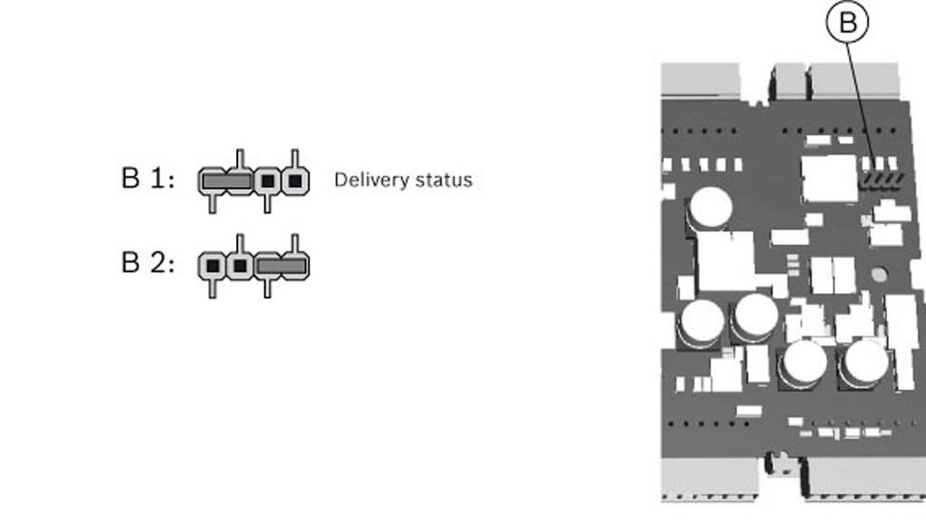 20 pl Instalacja AMC2 Modular Controller istnieje linia przesyłowa i masa sygnału nie jest podłączona, zwora 2 jest ustawiona we wszystkich urządzeniach (= A3) 4.6.