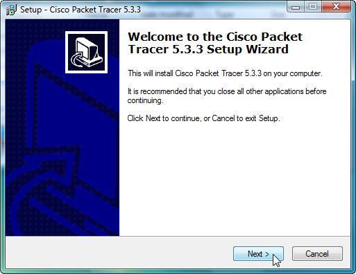 Krok 2 Otworzy się okno "Instalator - Cisco Packet Tracer 5.3.3".