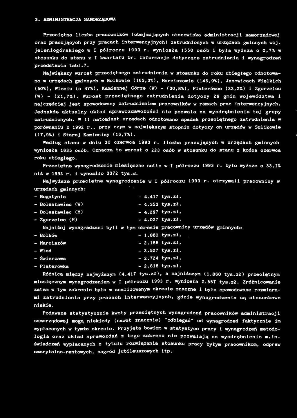 . ADMINISTRACJA SAMORZĄDOWA Przecętn lcz prcownków (oejmujących stnowsk dmnstrcj smorządowej orz prcujących przy prcch nterwencyjnych) ztrudnonych w urzędch gmnnych woj.