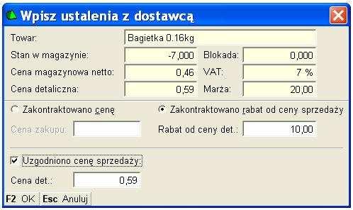 W drugim przypadku wpisujemy rabat od z góry narzuconej ceny sprzedaŝy. Tak jest np.