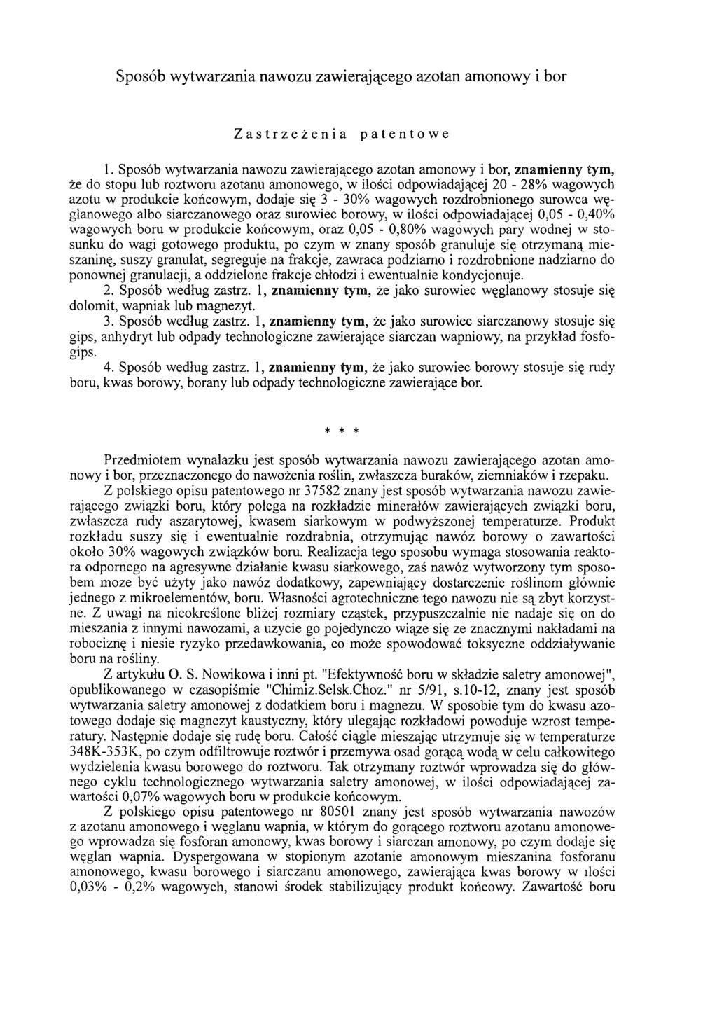 Sposób wytwarzania nawozu zawierającego azotan amonowy i bor Zastrzeżenia patentowe 1.