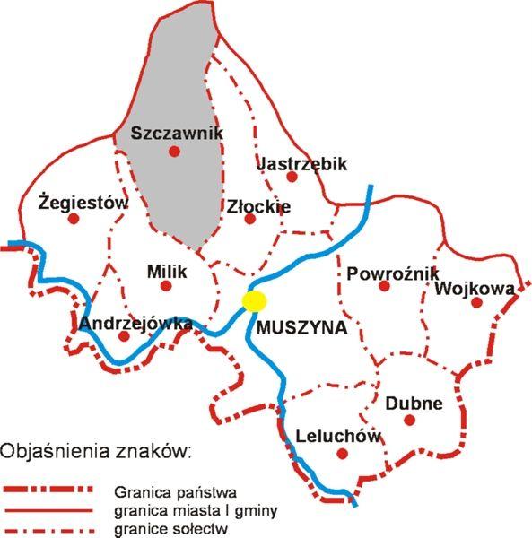 Załącznik do Statutu sołectwa Szczawnik MAPA MIASTA I GMINY UZDROWISKOWEJ MUSZYNA Przewodniczący Rady