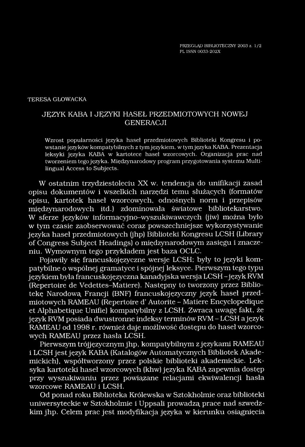 PRZEGLĄD BIBLIOTECZNY 2003 z.