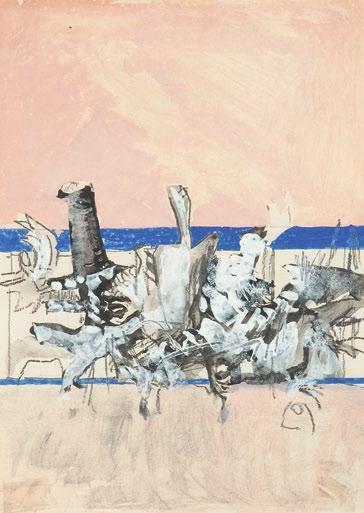 161 Aleksander Kobzdej (1920 Olesko 1972 Warszawa) Kompozycja abstrakcyjna gwasz, akwarela, kredka/papier, 29,5 x 21 cm (w świetle