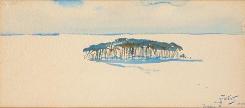 27 Julian Fałat (1853 Tuligłowy 1929 Bystra) Polesie, 1910 r. akwarela/papier, 22 x 49 cm (w świetle passe-partout) sygnowany i da