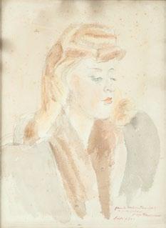 Pucińskiej, 1947 r. akwarela, ołówek/papier, 39 x 29 cm (w świetle oprawy) de