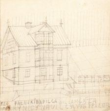 56 Nikifor Krynicki (1895 Krynica 1968 Folusz) Szkic willi ołówek/papier, 17,5 x 17 cm opis autorski u dołu: