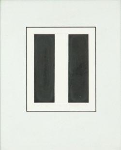 500 zł Estymacja: 1 000 1 600 105 Andrzej Gieraga (ur. 1934 r., Śliwniki) Kompozycja z dwoma czarnymi prostokątami, 1993 r.