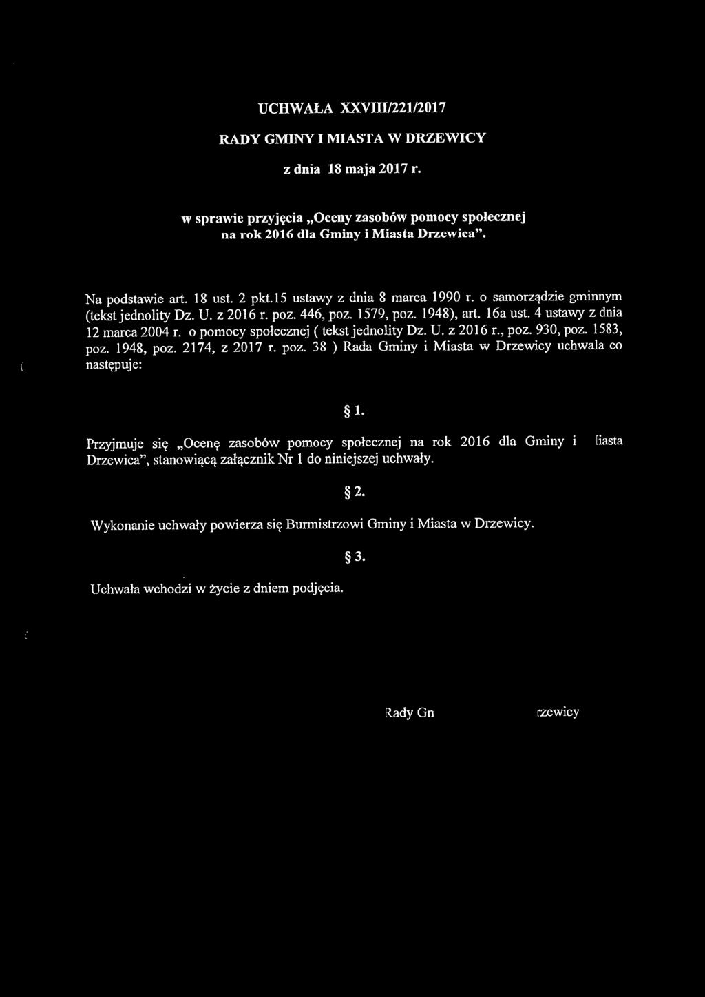 c UCHWALA :XXVIII/221/ RADY GMINY I MIASTA W DRZEWICY z dnia 18 maja r.