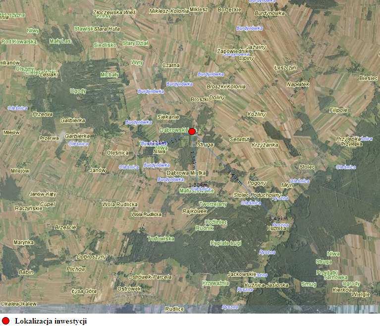 51 10 km od południowego-zachodu (miejscowość Janów) do północnego-wschodu (miejscowość Kamionka). 4.