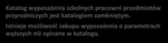 2.1 Wyposażenie szkolnych pracowni w narzędzia do nauczania przedmiotów przyrodniczych lub matematyki Katalog wydatków kwalifikowalnych w ramach wyposażenia szkolnych pracowni przedmiotów