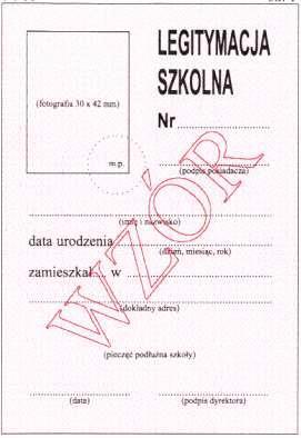 Wymiary 72 x 103 mm Legitymacje szkolne wydane na drukach MEN-I/50/2 mogą być wydawane do roku szkolnego 2015/2016 i zachowują ważność do czasu ukończenia przez ucznia nauki w danej szkole, z