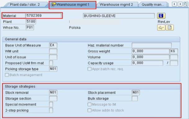 Rys. 6. Transakcja MM03 Na rys. 6 docelowym magazynem materiału jest magazyn N01.