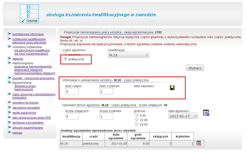 Planowanie sesji egzaminacyjnej część