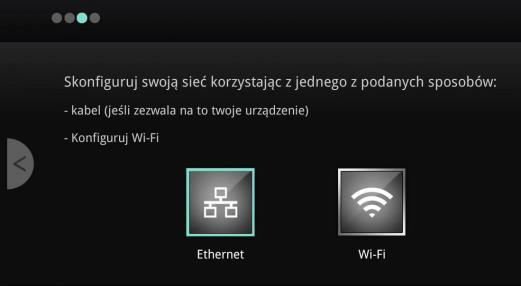 Wybierz język Wybierz kraj Skonfiguruj sieć Podświetl "Ethernet" lub