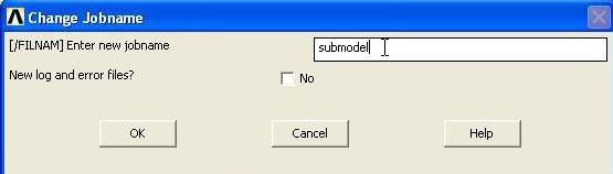 Utility Menu > File > Change Jobname lub komenda /FILNAM b) Budowa podmodelu