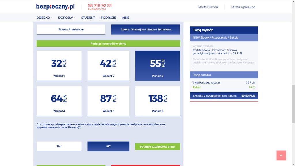 11. Wybierz wariant ubezpieczenia i zdecyduj o rozszerzeniach Wybierz jeszcze raz kategorię ubezpieczenia i interesujący Cię wariant