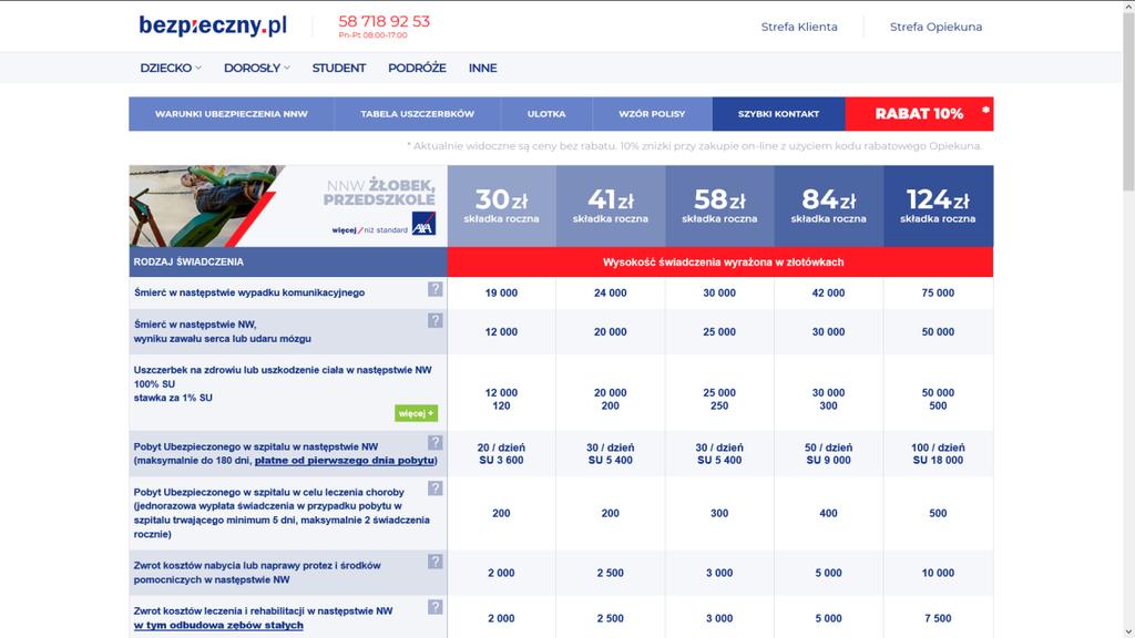 4. Zapoznaj się z zakresem ochrony Po kliknięciu we właściwą kategorię otworzy się tabela z zakresem ubezpieczenia.