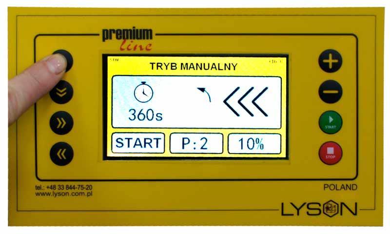 Aby uaktywnić funkcję timera, przy wybranym jednym z 2 programów trybu manualnego (program 1 lub 2) i uruchomionym ruchu (stan START), nacisnąć należy przycisk STRZAŁKA W GÓRĘ lub STRZAŁKA W PRAWO.