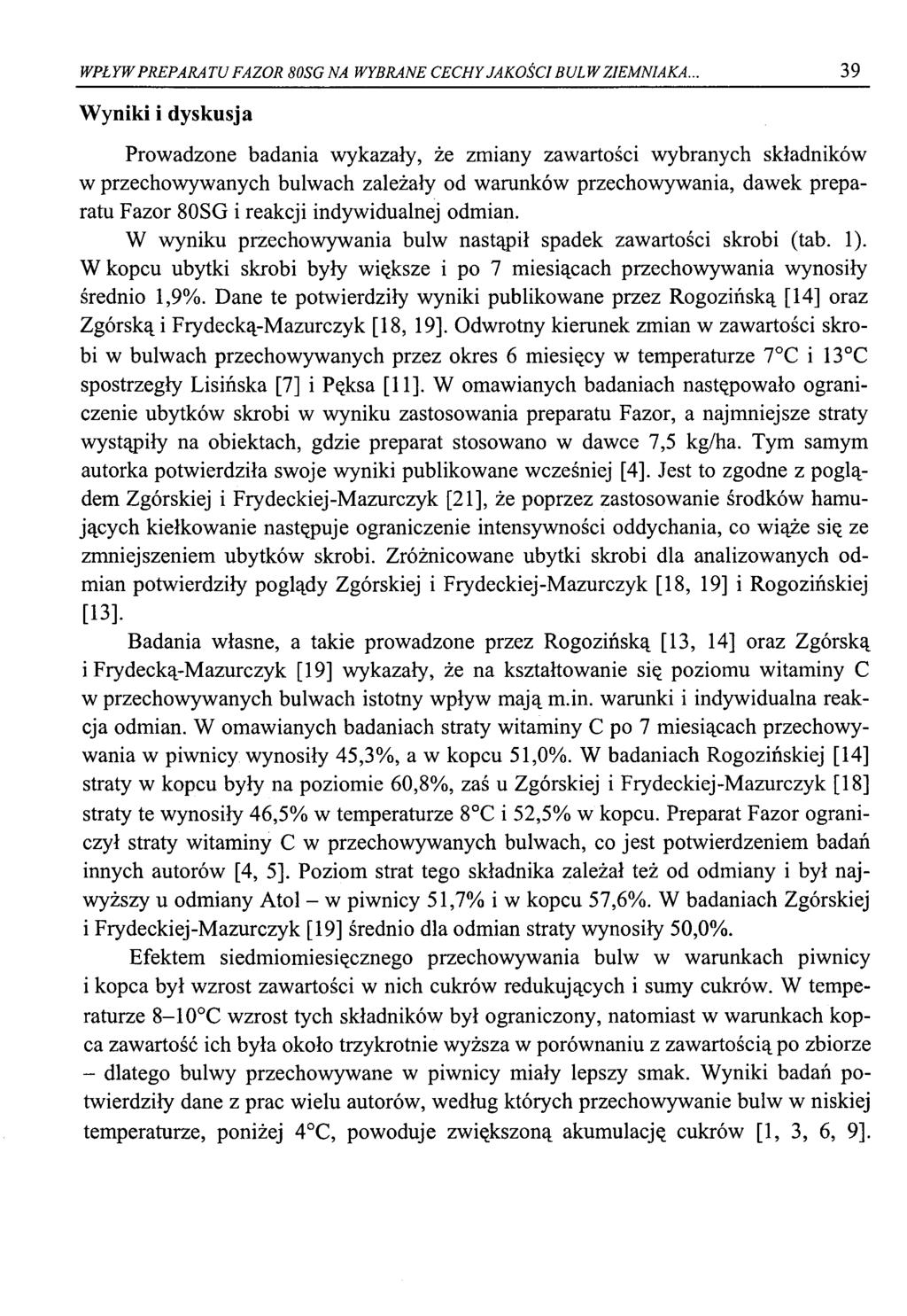 WPŁYW PREPARATU FAZOR 80SGNA WYBRANE CECHY JAKOŚCI BULW ZIEMNIAKA.