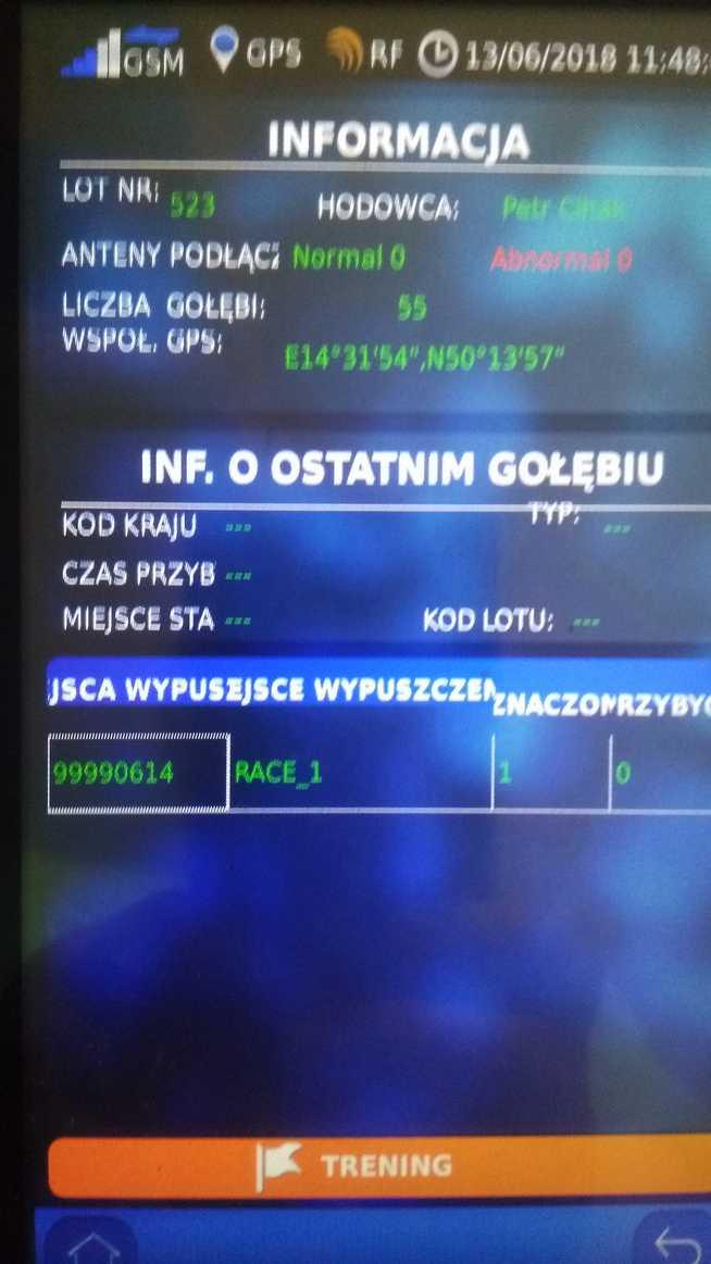 Jesteś informowany o ogólnych informacjach w nagłówku ekranu. Tutaj jesteś informowany o powrocie gołębi. kiedy naciśniesz ten przycisk, otrzymasz informację z godzin przebiegu lotu.