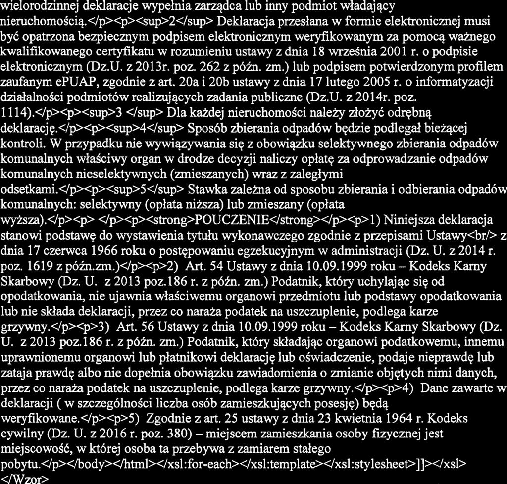 wielorodzinnej deklaracje wypdnia zarqdca lub inny podmiot wiadajqcy nieruchomoiciq.