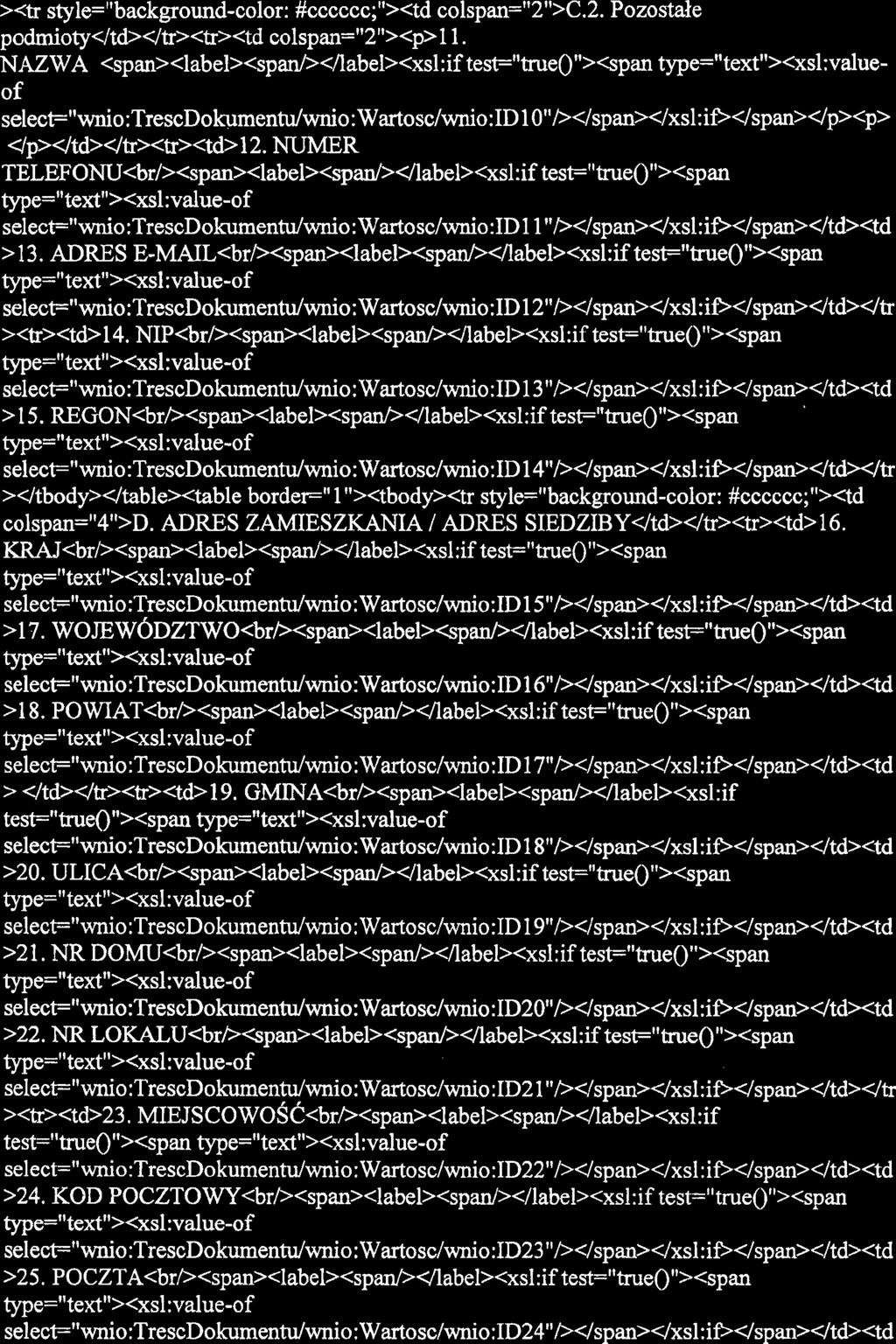 ><tr style="background-color: #cccccc;"><td colspan="2">c.2. Pozostale podmioty</td></tr><tr><td colspan="2"><p> 1 1.