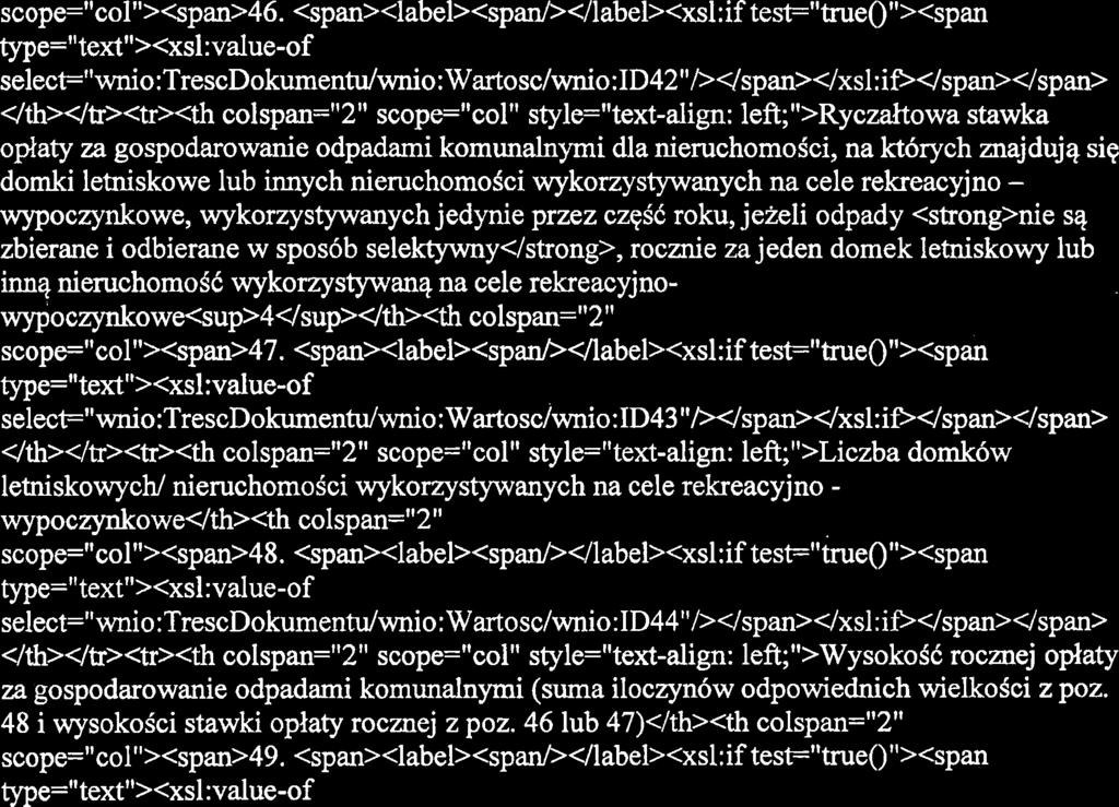 POCZTA<br/><span><label><span/>4label><xsl:if test="true()"><span type='ttext"><~~l:~alue-of select="wnio:trescdokumentu/wnio: Wartosc/wnio:ID52"/>4span></xsl:if>4span></td><td > </td></tr><tr