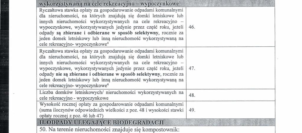 G. OPLATA ZA GOSPODAROWANlE ODPAIIAICIL KOMUNALNYb.11 Obliczenie oplaty ryczaltowctj za domck lctniskowy lub inn?