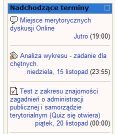 otrzymał za wykonanie różnych zadań, Moje kursy to nazwa/y kursu/ów, na które słuchacz jest zapisany (umożliwia