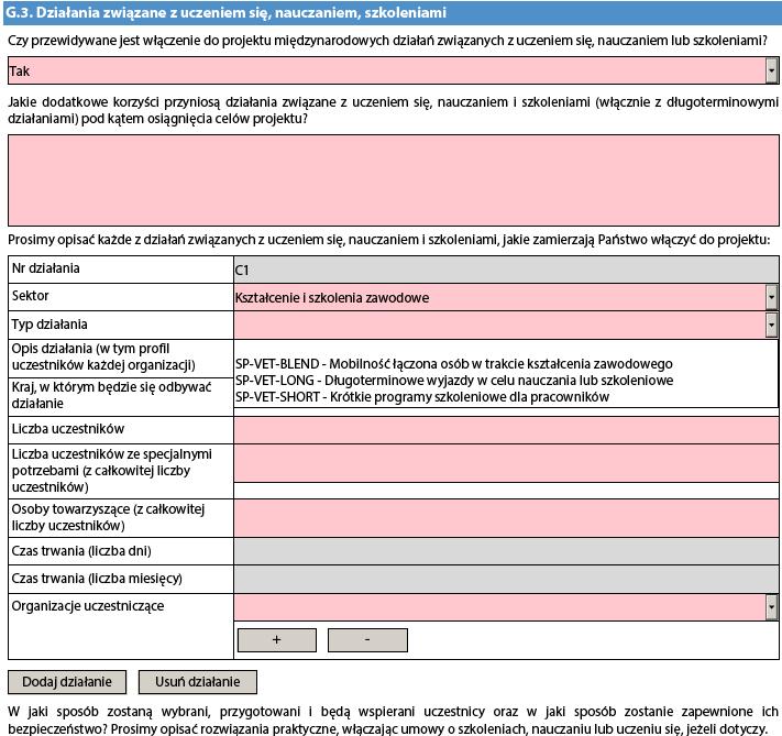 Rodzaj działania: 1. Krótkie programy szkoleniowe dla pracowników (to znaczy, wspólne szkolenia dla pracowników instytucji partnerskich z różnych krajów); 2.