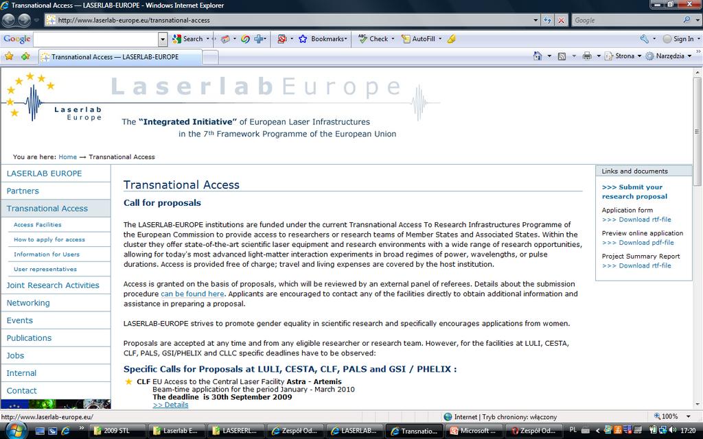 LASERLAB EUROPE Project Web Page