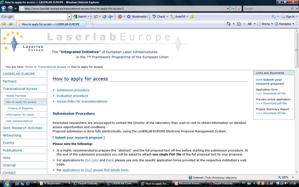 LASERLAB EUROPE Project Web Page