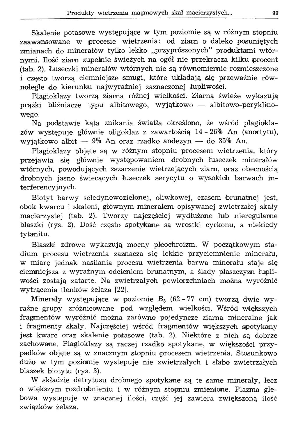 Produkty wietrzenia magmowych skał macierzystych.